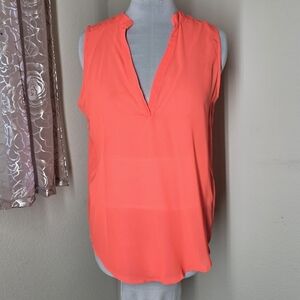 Bright orange Sheer Tunic Sleeveless V Neckline tops 1X Size